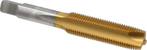 Hertel - 1/2-20 UNF, 3 Flute, TiN Finish, High Speed Steel Spiral Point Tap - Plug Chamfer, Right Hand Thread, 3-3/8" OAL, 3B Class of Fit - Exact Tooling