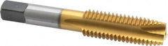 Hertel - 5/8-11 UNC, 3 Flute, TiN Finish, High Speed Steel Spiral Point Tap - Plug Chamfer, Right Hand Thread, 3-13/16" OAL, 3B Class of Fit - Exact Tooling