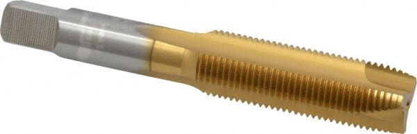 Hertel - 5/8-18 UNF, 3 Flute, TiN Finish, High Speed Steel Spiral Point Tap - Plug Chamfer, Right Hand Thread, 3-13/16" OAL, 3B Class of Fit - Exact Tooling