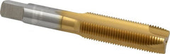 Hertel - 5/8-18 UNF, 3 Flute, TiN Finish, High Speed Steel Spiral Point Tap - Plug Chamfer, Right Hand Thread, 3-13/16" OAL, 3B Class of Fit - Exact Tooling