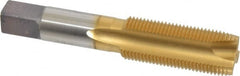 Hertel - 7/8-14 UNF, 3 Flute, TiN Finish, High Speed Steel Spiral Point Tap - Plug Chamfer, Right Hand Thread, 4-11/16" OAL, 3B Class of Fit - Exact Tooling