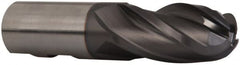 Hertel - 1" Diam, 2" LOC, 4 Flute Cobalt Ball End Mill - TiCN Finish, Single End, 4-1/2" OAL, 1" Shank Diam, Spiral Flute - Exact Tooling