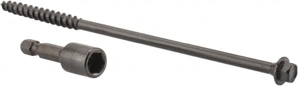 Value Collection - 1/4", 6" OAL, Hex Head Wood Screw - Steel - Exact Tooling