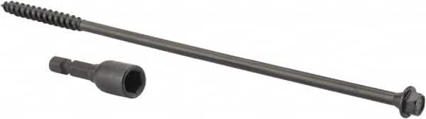 Value Collection - 1/4", 8" OAL, Hex Head Wood Screw - Steel - Exact Tooling