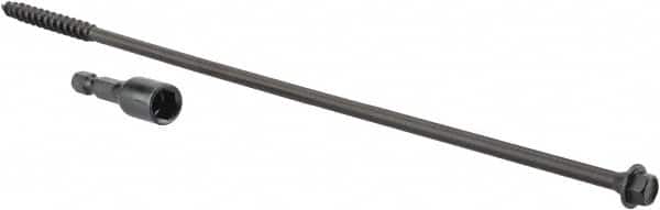 Value Collection - 1/4", 10" OAL, Hex Head Wood Screw - Steel - Exact Tooling