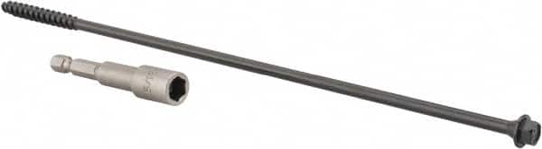 Value Collection - 1/4", 10" OAL, Hex Head Wood Screw - Steel - Exact Tooling