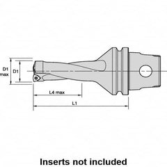 Kennametal - 101.6mm Max Drill Depth, 2xD, 50.8mm Diam, Indexable Insert Drill - 2 Inserts, 50mm Shank Diam, KM50 Modular Connection Shank - Exact Tooling