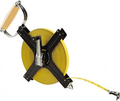 Komelon - 300' x 1/2" Yellow Steel Blade Tape Measure - 1/8" Graduation, Black Metal Case - Exact Tooling