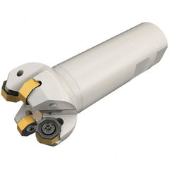 Iscar - 45° Lead Angle, 1.909" Max Cut Diam, 1-1/2" Min Cut Diam, 0.138" Max Depth of Cut, Indexable Chamfer and Angle End Mill - 4 Inserts, O/RXMT, ON.U, S845 SN.U Insert Style, 4-1/2" Overall Length, Through Coolant, Straight Shank - Exact Tooling