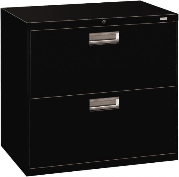 Hon - 30" Wide x 28-3/8" High x 19-1/4" Deep, 2 Drawer Roll-Out - Steel, Black - Exact Tooling