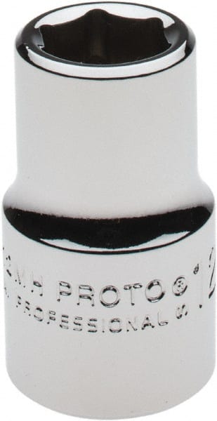 Proto - 1/2" Drive, Standard Hand Socket - 6 Points, 1-1/2" OAL, Chrome Finish - Exact Tooling