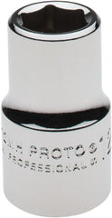 Proto - 1/2" Drive, Standard Hand Socket - 6 Points, 1-1/2" OAL, Chrome Finish - Exact Tooling