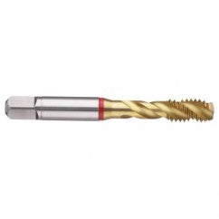 M6x1.0 6H 3-Flute PM Cobalt Red Ring Semi-Bottoming 40 degree Spiral Flute Tap-TiN - Exact Tooling