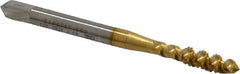 OSG - #8-32 UNC 3 Flute 2B Plug Spiral Flute Tap - High Speed Steel, TiN Finish, 2-1/8" OAL, Right Hand Flute, Right Hand Thread, H3, Series 107 - Exact Tooling
