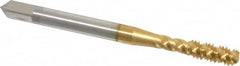 OSG - #8-32 UNC 3 Flute 2B Bottoming Spiral Flute Tap - High Speed Steel, TiN Finish, 2-1/8" OAL, Right Hand Flute, Right Hand Thread, H3, Series 107 - Exact Tooling