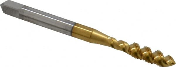 OSG - #10-32 UNF 3 Flute 2B Plug Spiral Flute Tap - High Speed Steel, TiN Finish, 2-3/8" OAL, Right Hand Flute, Right Hand Thread, H3, Series 107 - Exact Tooling