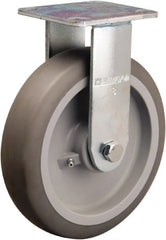 Hamilton - 8" Diam x 2" Wide x 9-1/2" OAH Top Plate Mount Rigid Caster - Rubber Mold on Polyolefin, 500 Lb Capacity, Straight Roller Bearing, 4 x 4-1/2" Plate - Exact Tooling