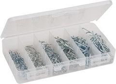 Value Collection - 100 Piece, 1/4 to 3/4" Pin Diam, Locking Cotter Pin Assortment - Spring Wire - Exact Tooling