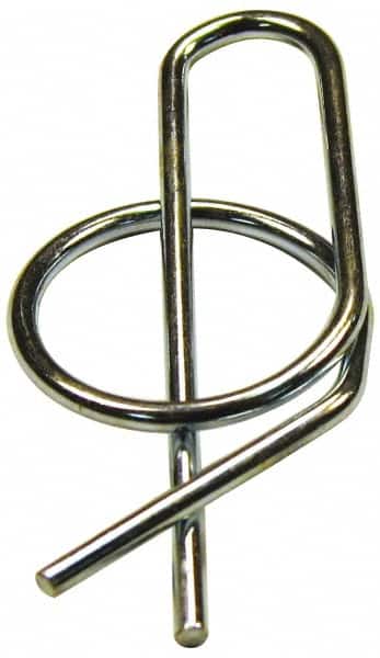 Value Collection - 5/16" Shaft Diam, 1.044" Long, 0.047" Wire Diam, Locking Cotter Pin - 0.32 to 0.33" Ring Diam, RC 60-70 Spring Steel, Zinc-Plated Finish - Exact Tooling