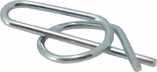 Value Collection - 1/2" Shaft Diam, 1.456" Long, 0.072" Wire Diam, Locking Cotter Pin - 0.51 to 0.52" Ring Diam, RC 60-70 Spring Steel, Zinc-Plated Finish - Exact Tooling