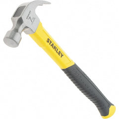 Stanley - 7 oz Head, Straight Rip Claw Hammer - 11.81" OAL, Steel Head, 0.91" Face Diam, Smooth Face, Fiberglass Handle with Rubber Grip - Exact Tooling