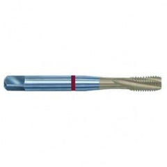 3/8-24 2B 3-Flute PM Cobalt Red Ring Semi-Bottoming 15 degree Spiral Flute Tap-TiN - Exact Tooling