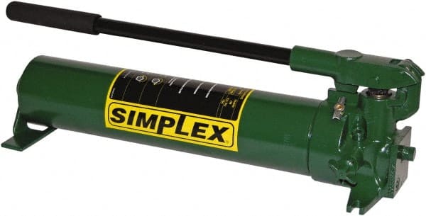 TK Simplex - 2 Stage, 5" Piston Diam, 3/8 NPTF, 0.99 & 0.15 Cu In Per Stroke, Manual Hydraulic Pump - 134 Cu In Reservoir, 350 psi First Stage, 10,000 psi Second Stage - Exact Tooling