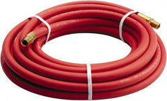 Parker - 3/8" ID x 0.656" OD 50' Long Multipurpose Air Hose - MNPT x MNPT Ends, 200 Working psi, -40 to 212°F, 1/4" Fitting, Red - Exact Tooling