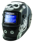 #41282 - Solar Powered Welding Helment; Black with Skull and Pistol Graphics - Exact Tooling