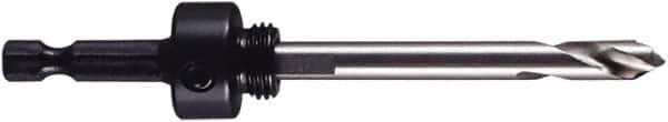 M.K. MORSE - 9/16 to 1-3/16" Tool Diam Compatibility, Hex Shank, High Speed Steel Integral Pilot Drill, Hole Cutting Tool Arbor - 1/4" Min Chuck, Hex Shank Cross Section, Threaded Shank Attachment, For 9/16 to 1-3/16" Hole Saws - Exact Tooling