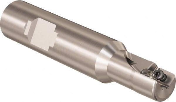 Seco - 63mm Cut Diam, 120mm Max Depth of Cut, 165mm OAL, Indexable Square Shoulder Helical End Mill - CAT 50 Taper Shank, 90° Lead Angle, Through Coolant, Series R215.59 - Exact Tooling