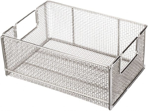 Marlin Steel Wire Products - 10" Deep, Rectangular Stainless Steel Wire Basket - 14" Wide x 6" High - Exact Tooling