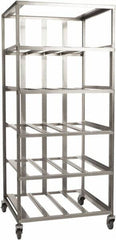 Marlin Steel Wire Products - 21-21/32" Wide x 30-1/2" Long x 12-1/4" High Storage Rack Cart - 4 Shelf, 4 Slot, Stainless Steel, 4 Swivel Casters - Exact Tooling