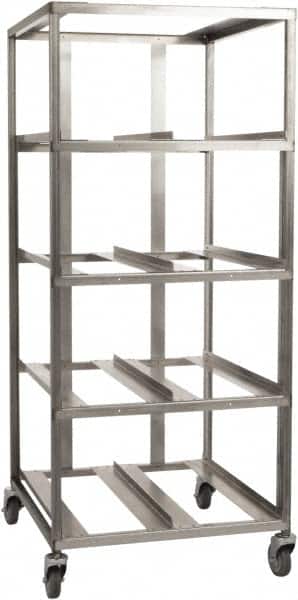 Marlin Steel Wire Products - 21-21/32" Wide x 27" Long x 12-3/4" High Storage Rack Cart - 4 Shelf, 4 Slot, Stainless Steel, 4 Swivel Casters - Exact Tooling