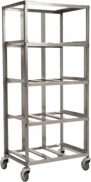 Marlin Steel Wire Products - 24-1/2" Wide x 18-13/32" Long x 12-1/4" High Storage Rack Cart - 4 Shelf, 4 Slot, Stainless Steel, 4 Swivel Casters - Exact Tooling
