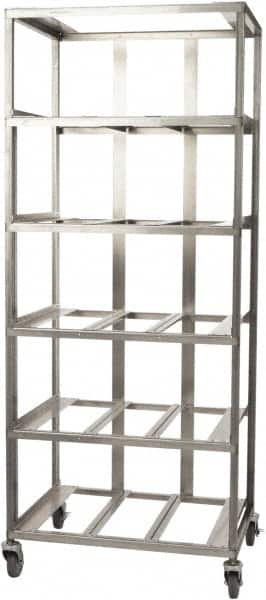 Marlin Steel Wire Products - 21-21/32" Wide x 28-1/2" Long x 12-1/4" High Storage Rack Cart - 5 Shelf, 5 Slot, Stainless Steel, 4 Swivel Casters - Exact Tooling