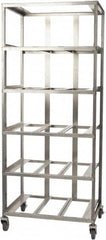 Marlin Steel Wire Products - 21-21/32" Wide x 28-1/2" Long x 12-1/4" High Storage Rack Cart - 5 Shelf, 5 Slot, Stainless Steel, 4 Swivel Casters - Exact Tooling