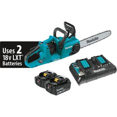 Makita - 18 Volt, 3940 Ft/min, Battery Powered Chainsaw - 14" Guide Bar Length, 3/8" Chain Pitch, 0.043 Chain Gauge - Exact Tooling