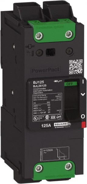Square D - 90 Amp, 600Y/347 VAC, 2 Pole, Unit Mount B-Frame Circuit Breaker - Thermal-Magnetic Trip, 25 kA at 240 VAC, 18 kA at 277 VAC, 14 kA at 600Y/347 VAC Breaking Capacity, 14-3/0 AWG - Exact Tooling