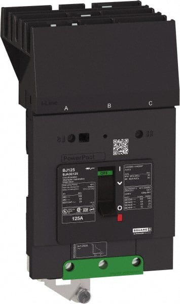 Square D - 90 Amp, 600Y/347 VAC, 3 Pole, Panel Mount B-Frame Circuit Breaker - Thermal-Magnetic Trip, 100 kA at 240 VAC, 65 kA at 480 VAC, 25 kA at 600Y/347 VAC Breaking Capacity, 14-2/0 AWG - Exact Tooling