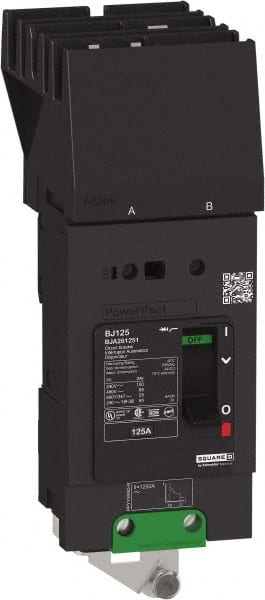 Square D - 80 Amp, 600Y/347 VAC, 2 Pole, Panel Mount B-Frame Circuit Breaker - Thermal-Magnetic Trip, 25 kA at 240 VAC, 18 kA at 480 VAC Breaking Capacity, 14-2/0 AWG - Exact Tooling