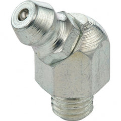 Umeta - 45° Head Angle, 1/4-28 SAE-LT Stainless Steel Standard Grease Fitting - 3/8" Hex, 13/16" Overall Height - Exact Tooling