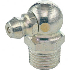 Umeta - 90° Head Angle, 1/8 PTF Stainless Steel Standard Grease Fitting - 7/16" Hex, 7/8" Overall Height - Exact Tooling