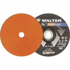 WALTER Surface Technologies - 36 Grit, 5" Disc Diam, 7/8" Center Hole, Type 29 Ceramic Flap Disc - 12,200 Max RPM, Fiber Backing, Arbor Attaching System, Coated - Exact Tooling