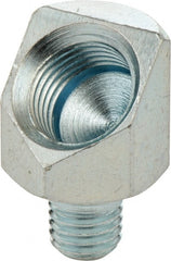 Umeta - 45° Head Angle, 1/4-28 PTF Steel Grease Fitting Adapter - 1/2" Hex, 13/16" Overall Height, Zinc Plated Finish - Exact Tooling