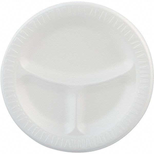 DART - Foam Dinnerware, Plate, 3-Comp, 9" - White - Exact Tooling