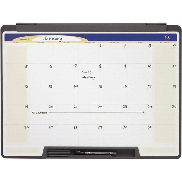 Quartet - 18" High x 24" Wide Magnetic Dry Erase Calendar - Melamine, Includes Accessory Tray/Rail & Dry-Erase Marker - Exact Tooling