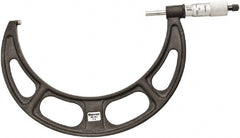 Starrett - 7 to 8" Range, 0.001" Graduation, Mechanical Outside Micrometer - Ratchet Thimble, 4-1/2" Throat Depth, Accurate to 0.0001" - Exact Tooling