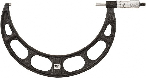 Starrett - 9 to 10" Range, 0.001" Graduation, Mechanical Outside Micrometer - Ratchet Thimble, 5-1/2" Throat Depth, Accurate to 0.0001" - Exact Tooling