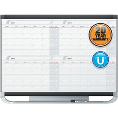Quartet - 36" High x 48" Wide Magnetic Dry Erase Calendar - Fiberboard Frame, Includes Accessory Tray/Rail, Dry-Erase Marker & Mounting Kit - Exact Tooling